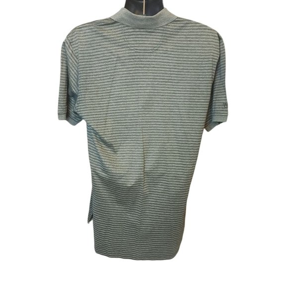 IZOD CLUB Mens M PGA West Embroidered Brown Striped Golf Polo Short Sleeve Shirt - Picture 2 of 4